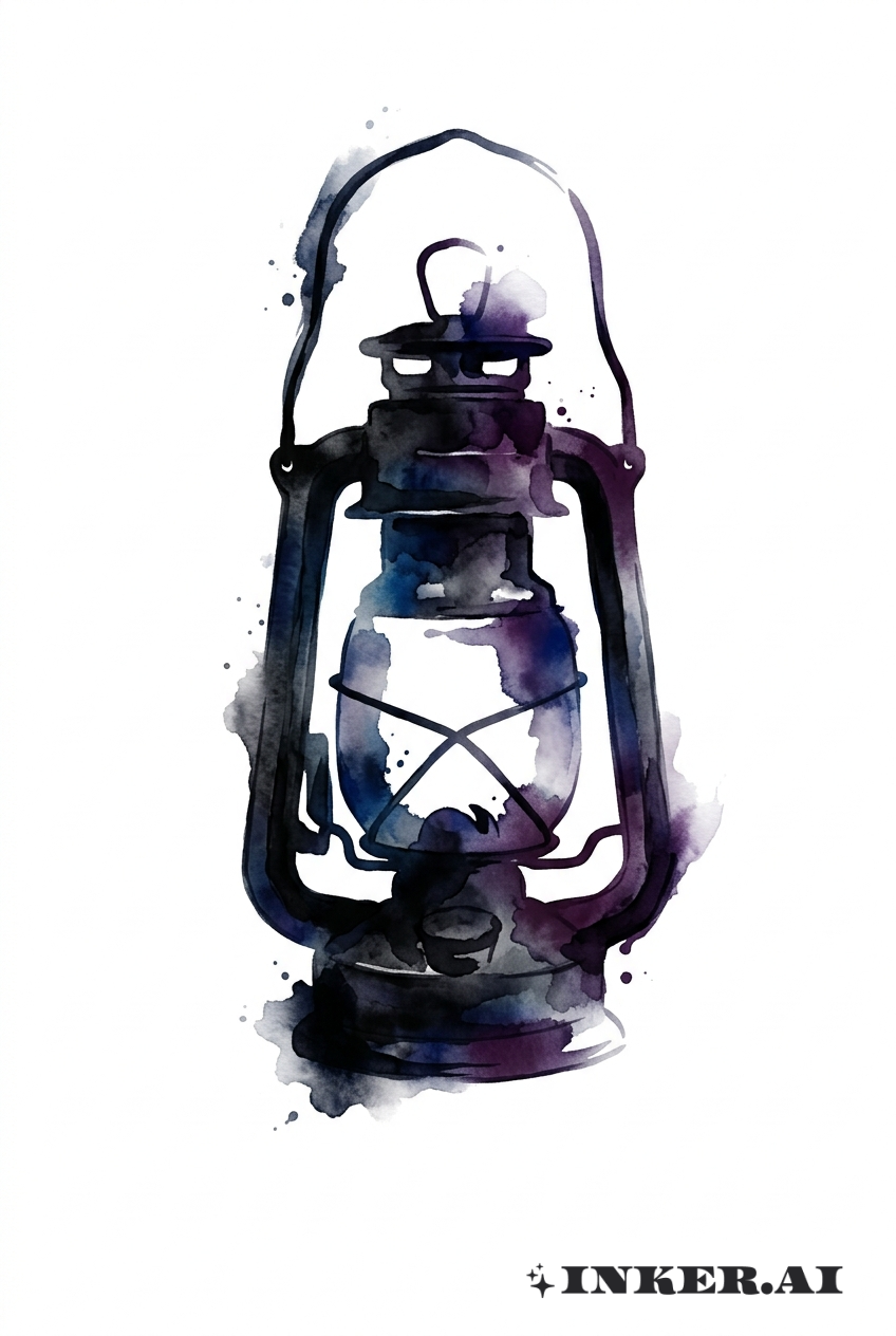抽象水彩黑燈籠