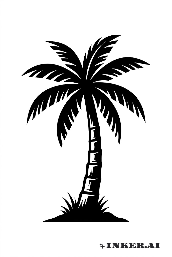 Silhouette Cây Cọ Đen