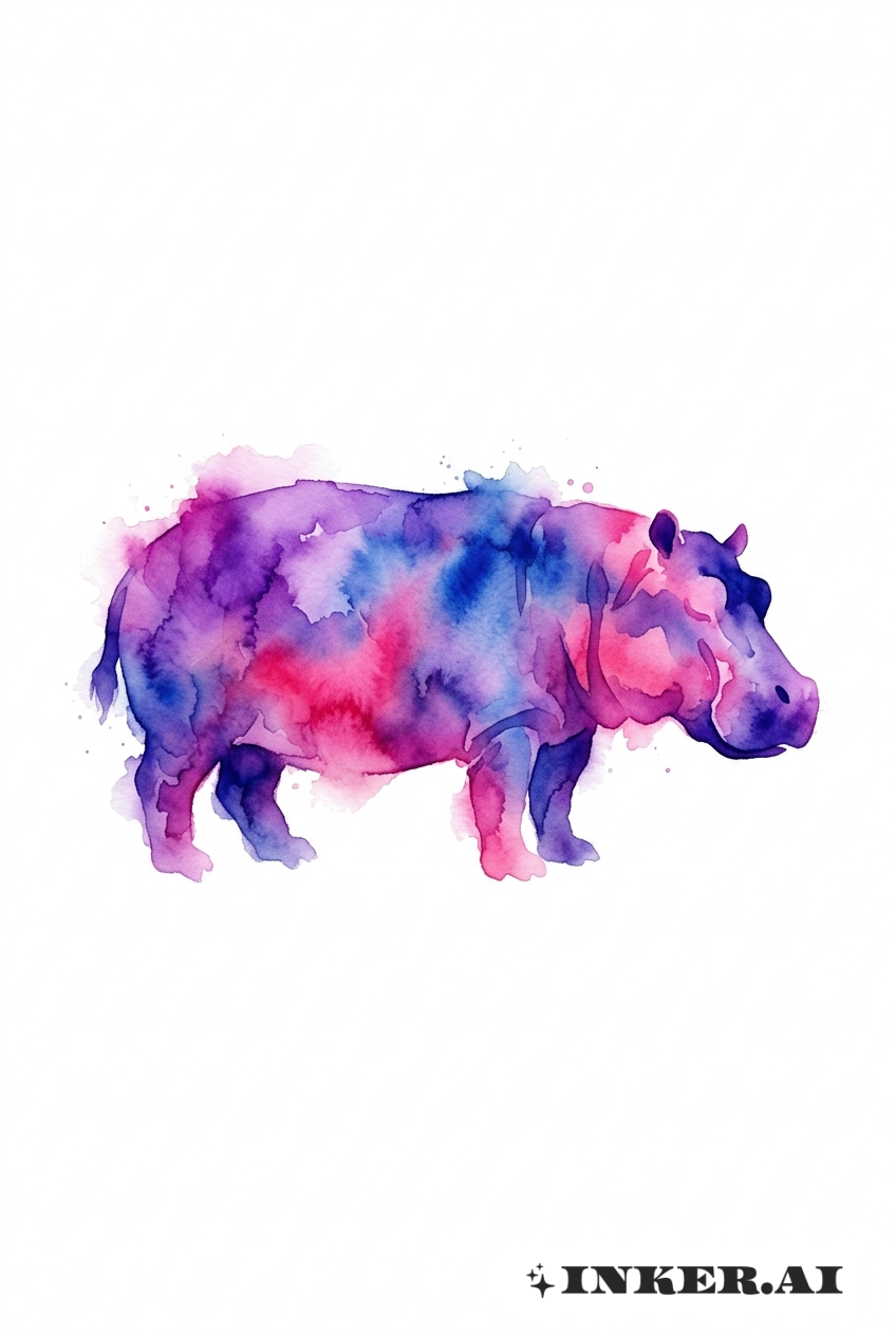 Bóng Dáng Hà Mã Trừu Tượng Màu Nước