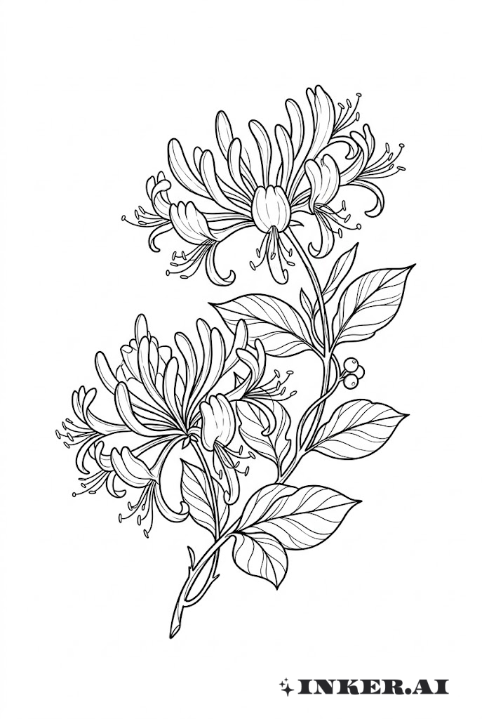 Honeysuckle Blooming Sketch