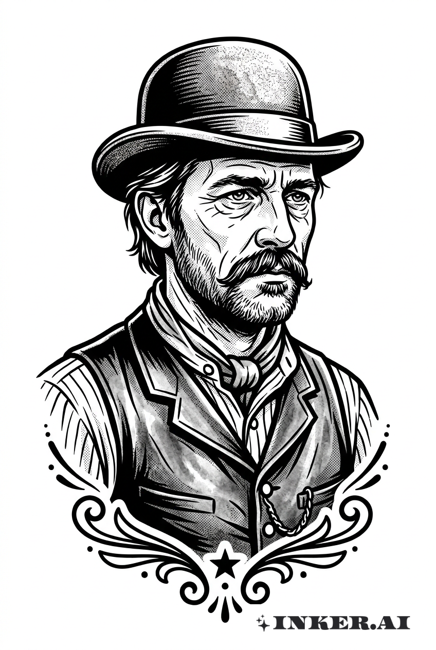 Doc Holliday Schwarz-Weiß-Porträt