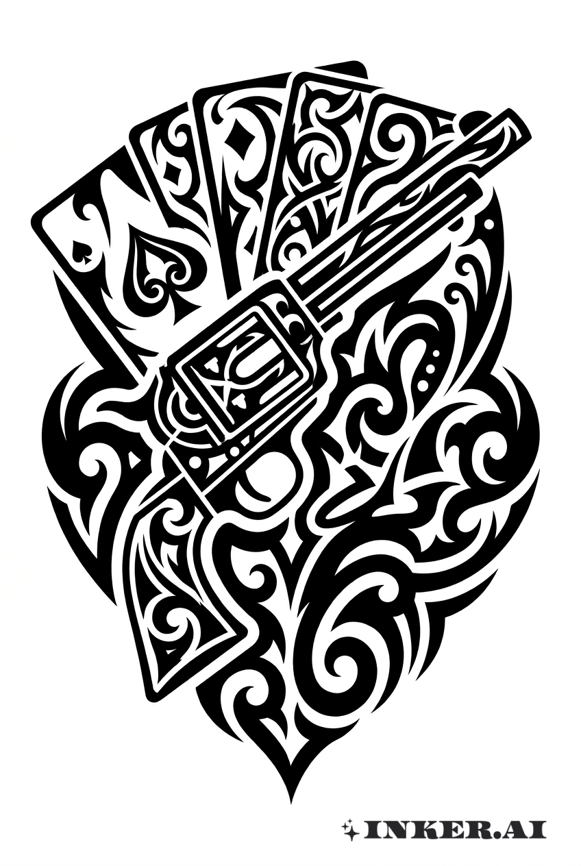 Doc Holliday 部落風手槍與撲克牌