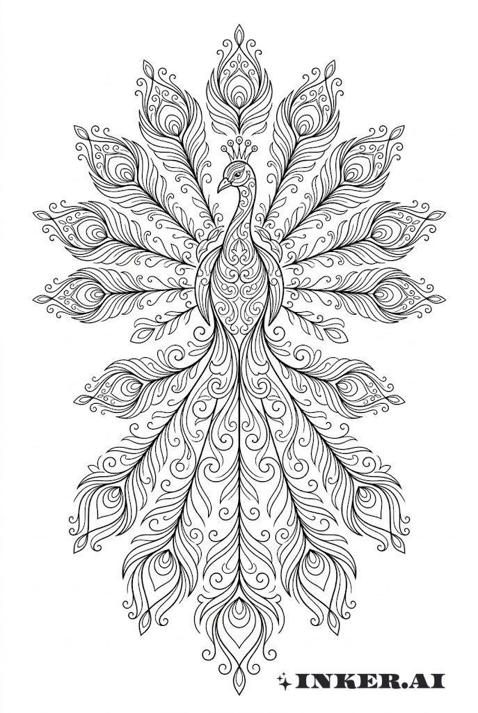 Exhibición Ornamental de la Cola de Pavo Real