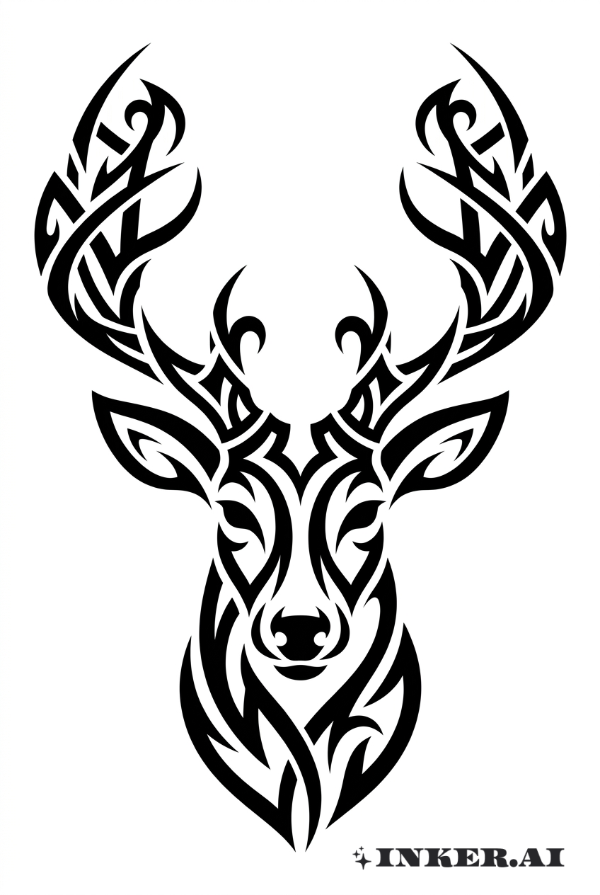 Tribal Buck Antler Silhouette