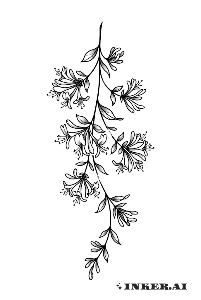 Honeysuckle Vine Cascade Black and Grey