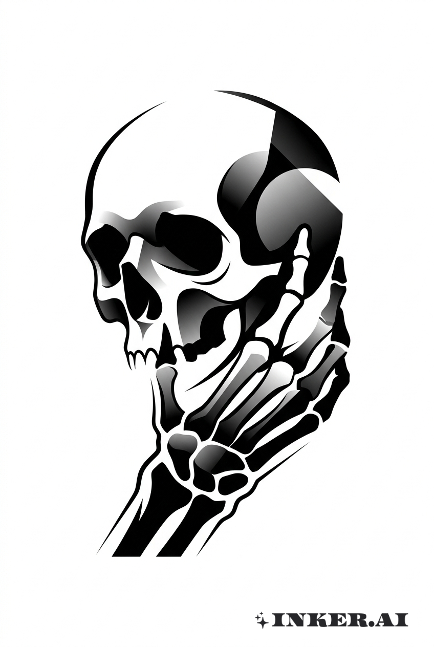 Fusión Abstracta de Calavera y Mano