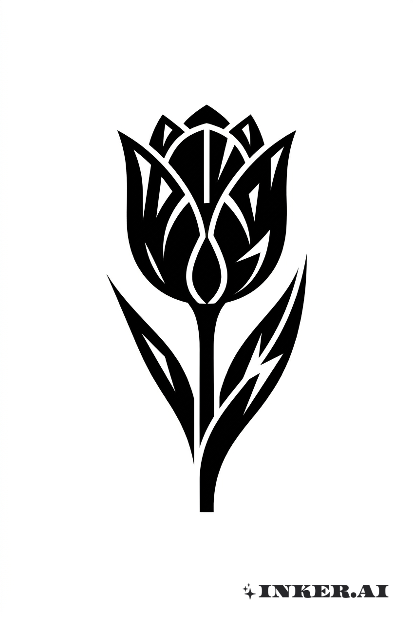 Floraison de Tulipe en Blackwork Géométrique