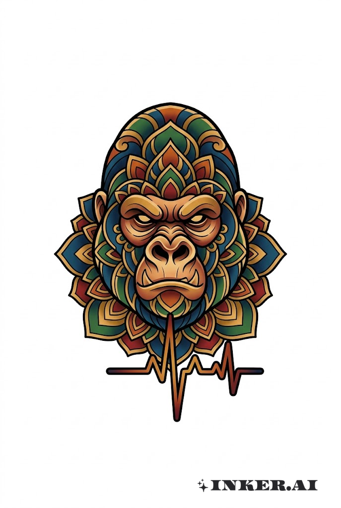 Gorilla Herzschlag Mandala