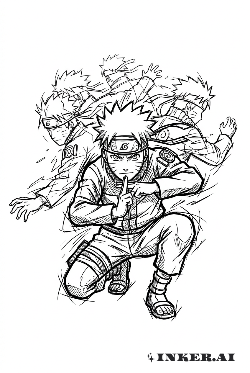 Esboço do Jutsu dos Clones das Sombras de Naruto