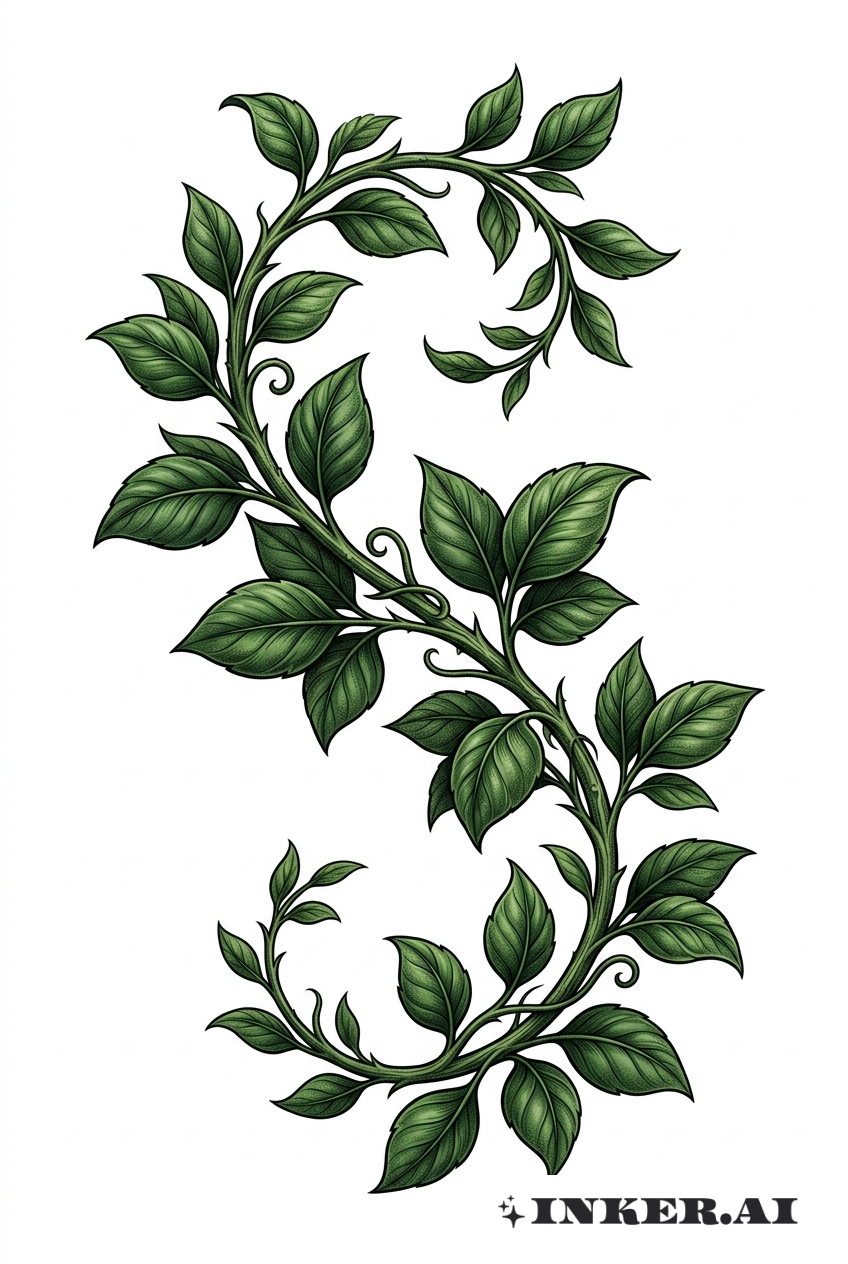 Vigne réaliste enlacée sur la peau