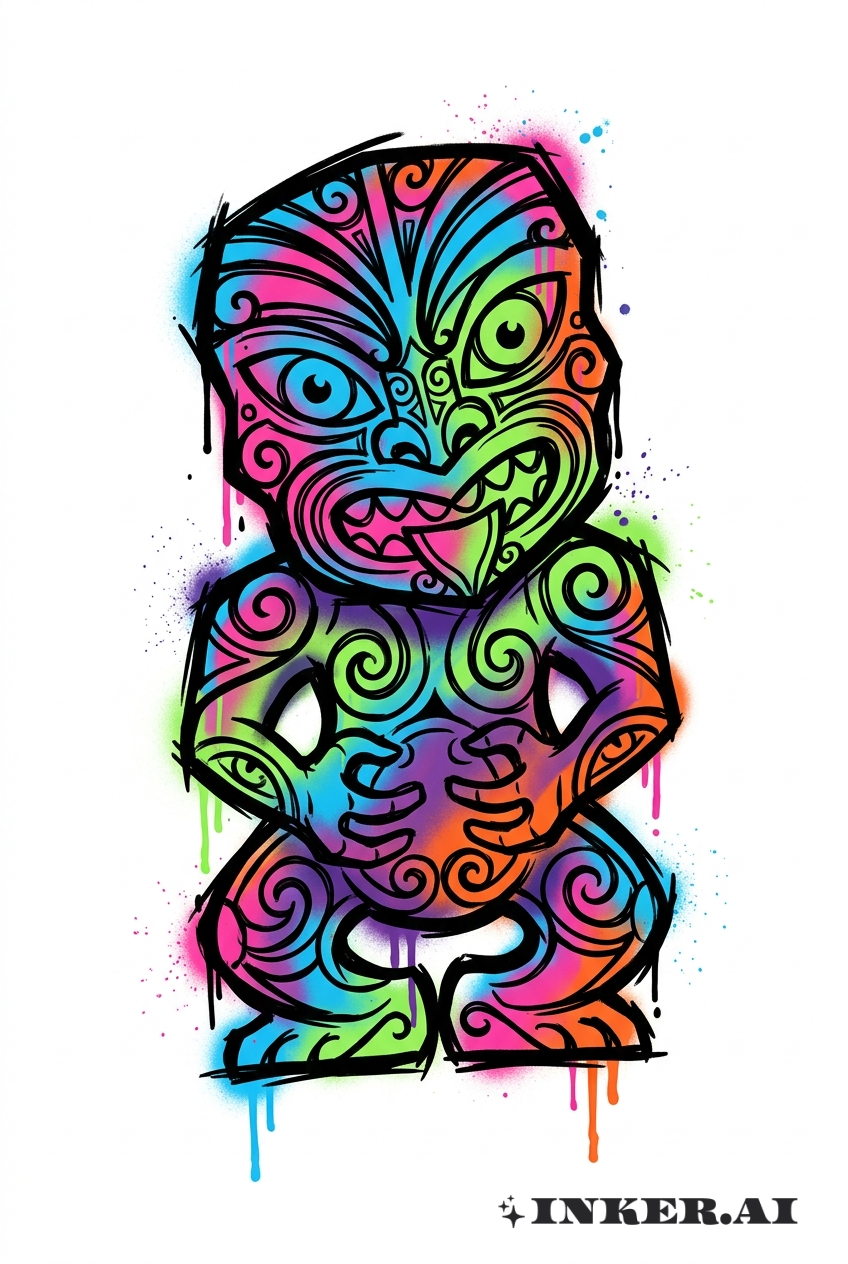 Graffiti Maori Urbain Tiki