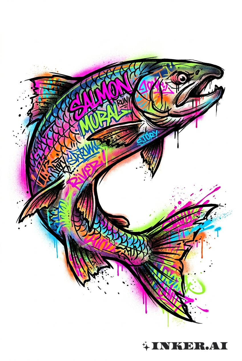 サケグラフィティ壁画