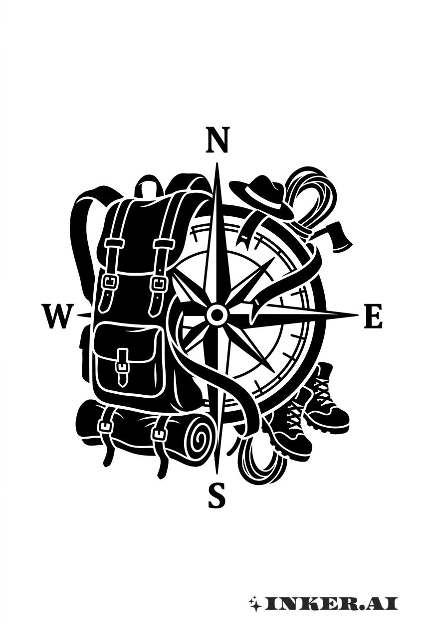 Vagabond Compass Blackwork