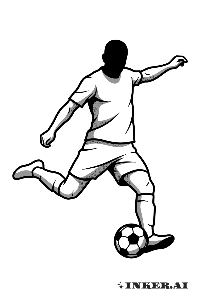 足球員的影子剪影