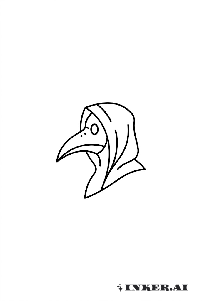 抽象瘟疫醫生側面剖面圖