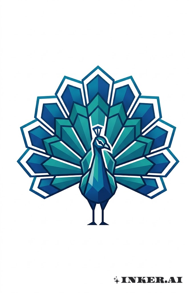 Stylized Geometric Peacock Pose