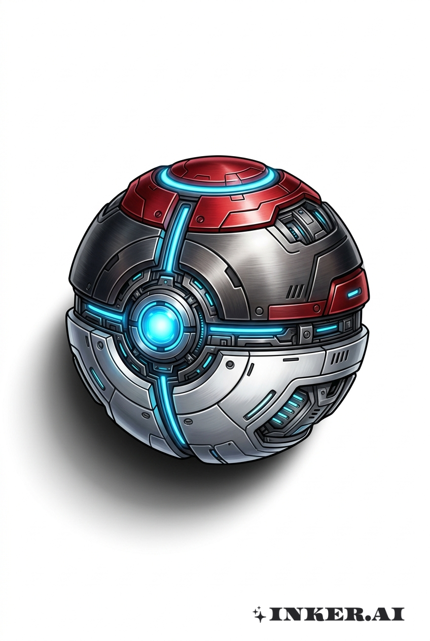 Sphère Pokéball 3D Futuriste