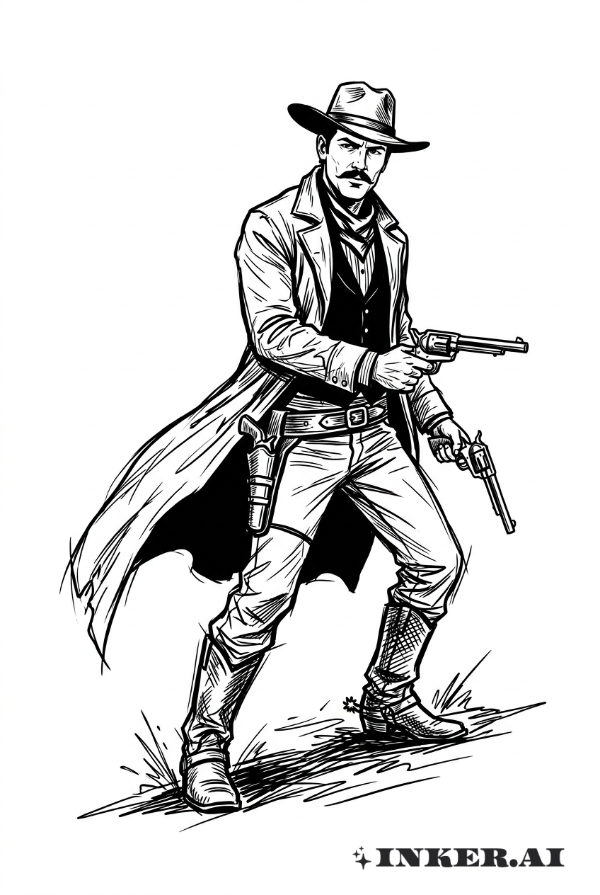 Doc Holliday Duell-Szene Skizze