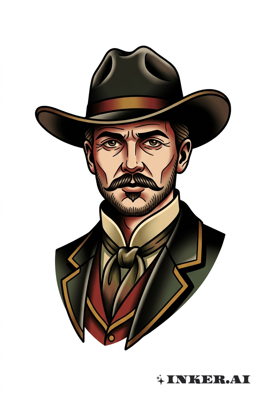 Portrait au chapeau de cow-boy de Doc Holliday