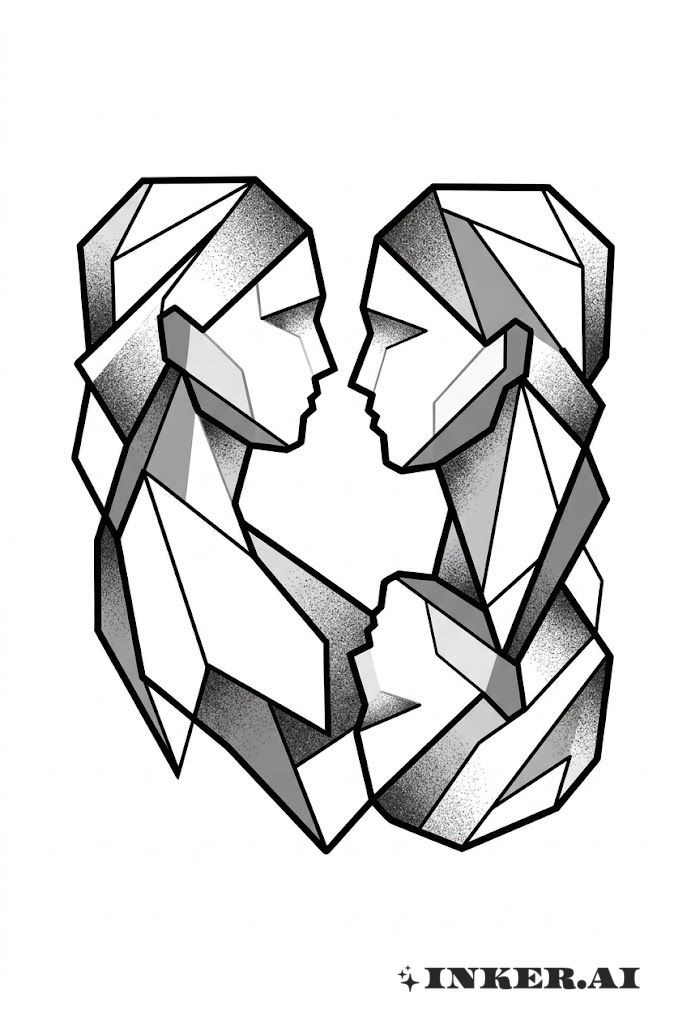 幾何雙子座雙胞胎黑白灰