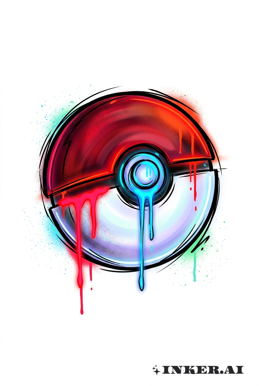 Graffiti Pokeball Néon Tag