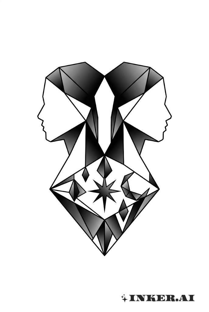 幾何学の双子のシルエット