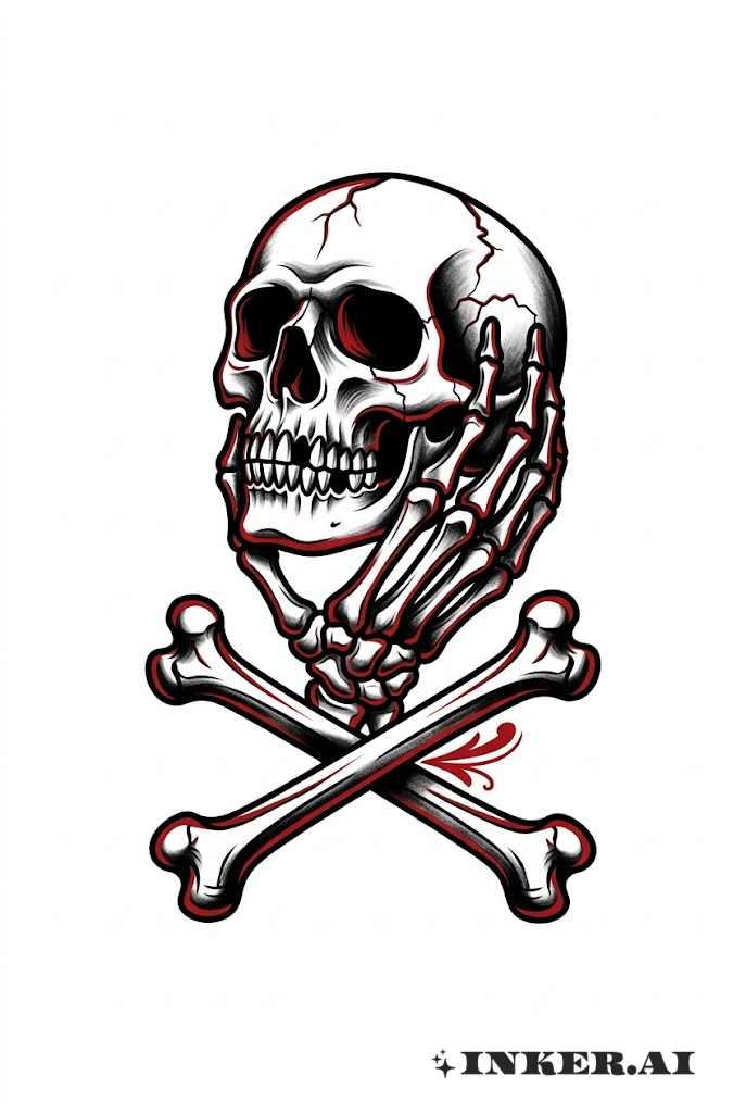 Totenschädel-Hand-Knochenkreuz