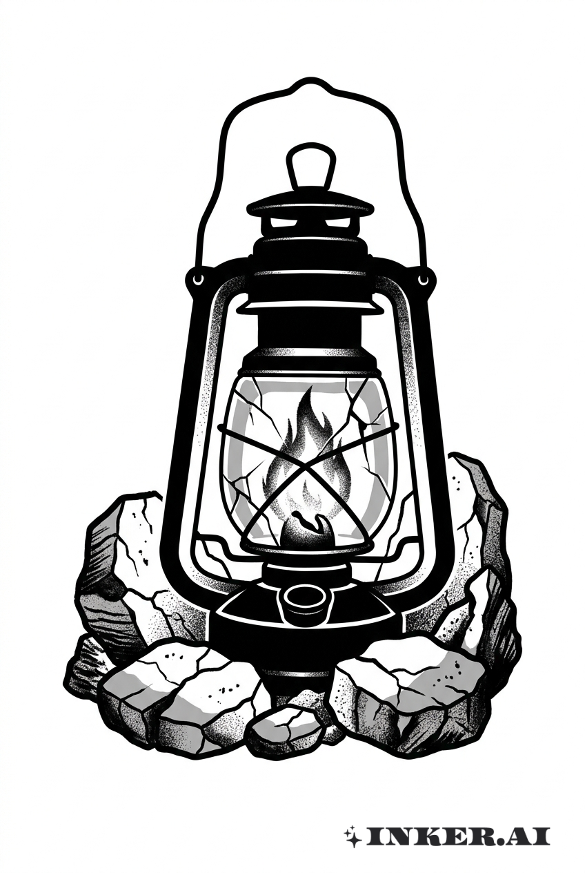 黑色燈籠破碎玻璃光芒