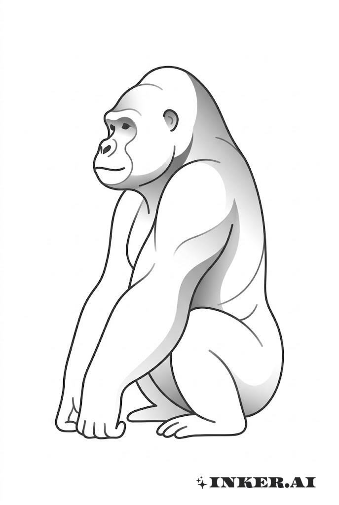 Gorilla Sitzende Haltung Minimalistisch