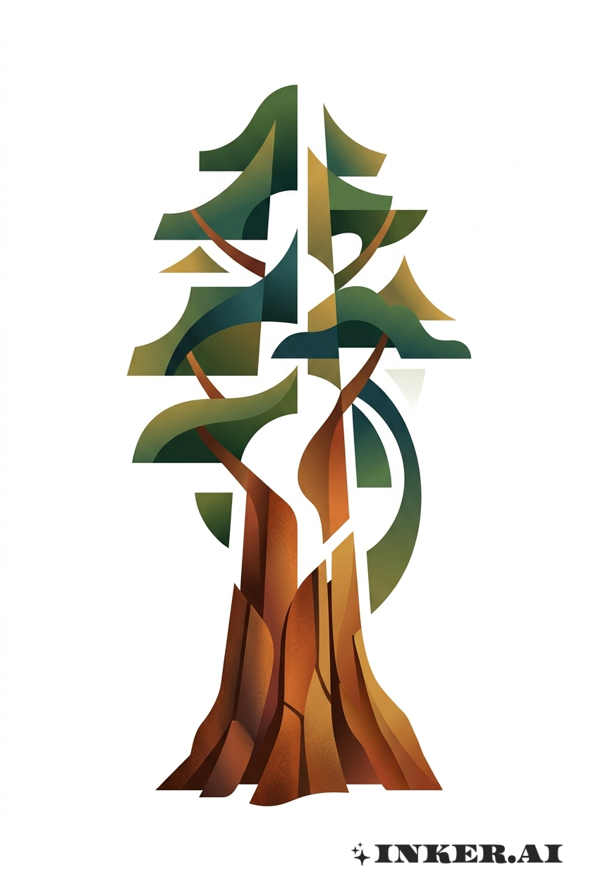 Silhueta Abstrata de Árvore Sequoia