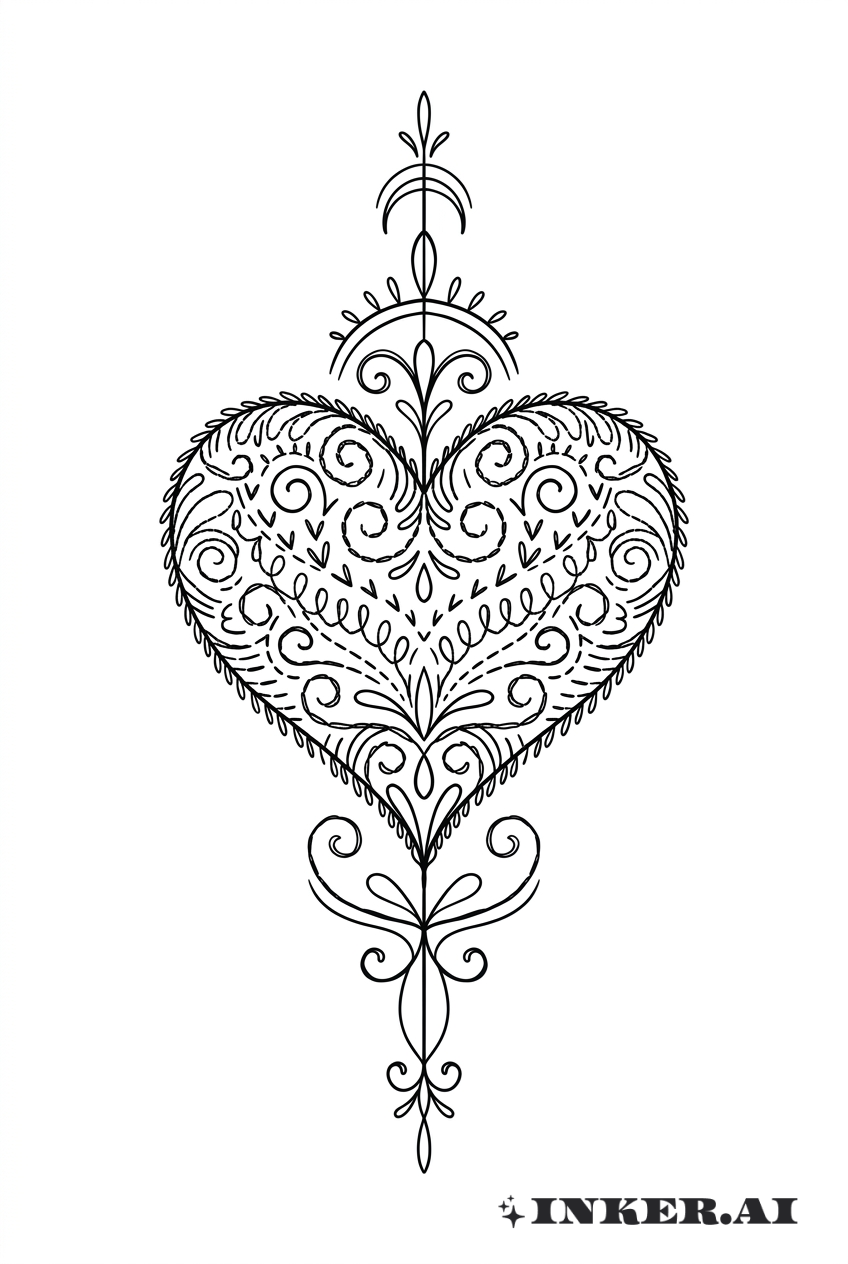 Stickerei Ornamentales Herz