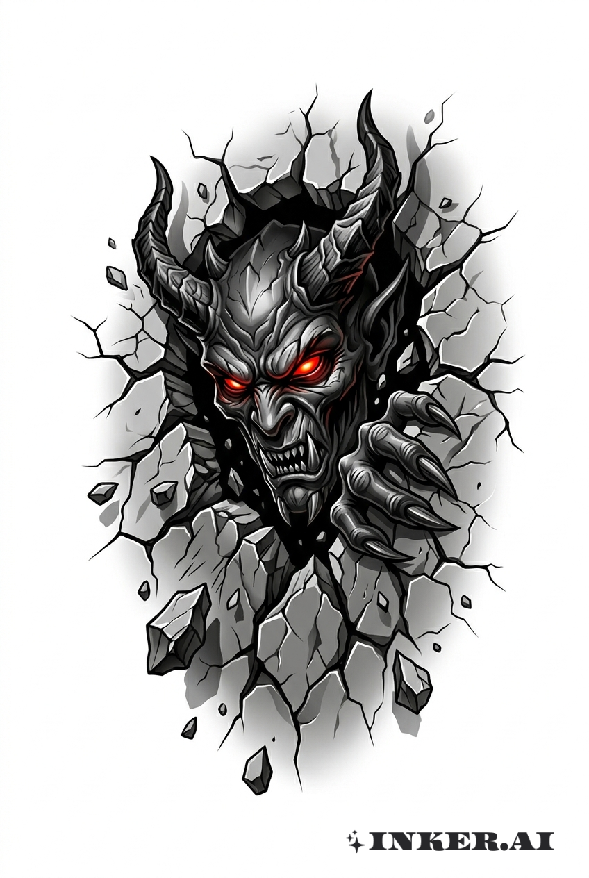 3D Effect Demon Emerging