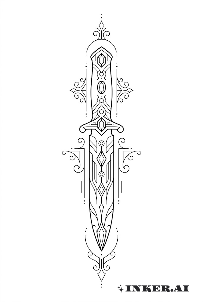 Couteau décoratif avec accents de pierres précieuses