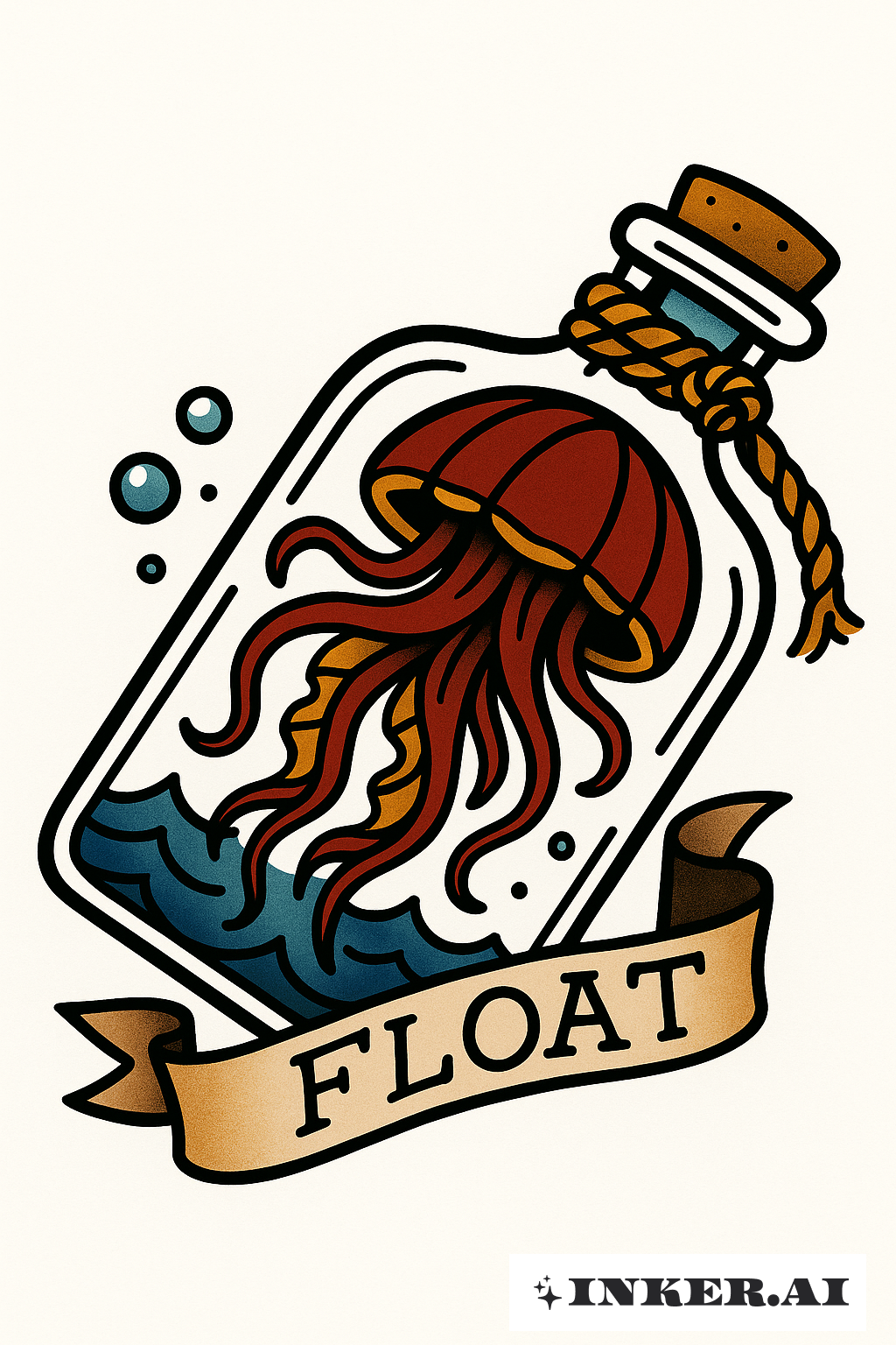 Qualle in einer Schiff'sflasche