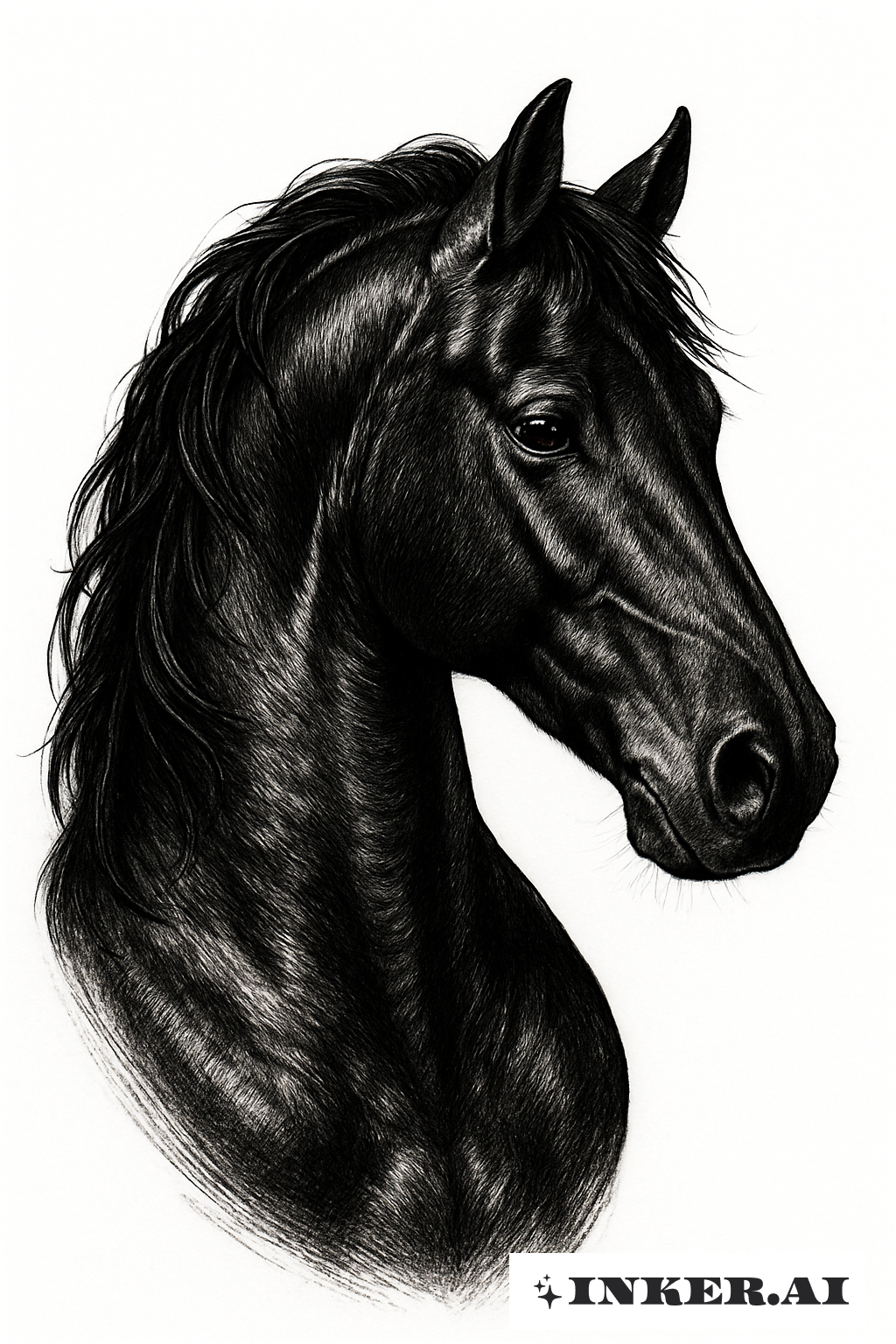Portrait Réaliste de Cheval Sombre