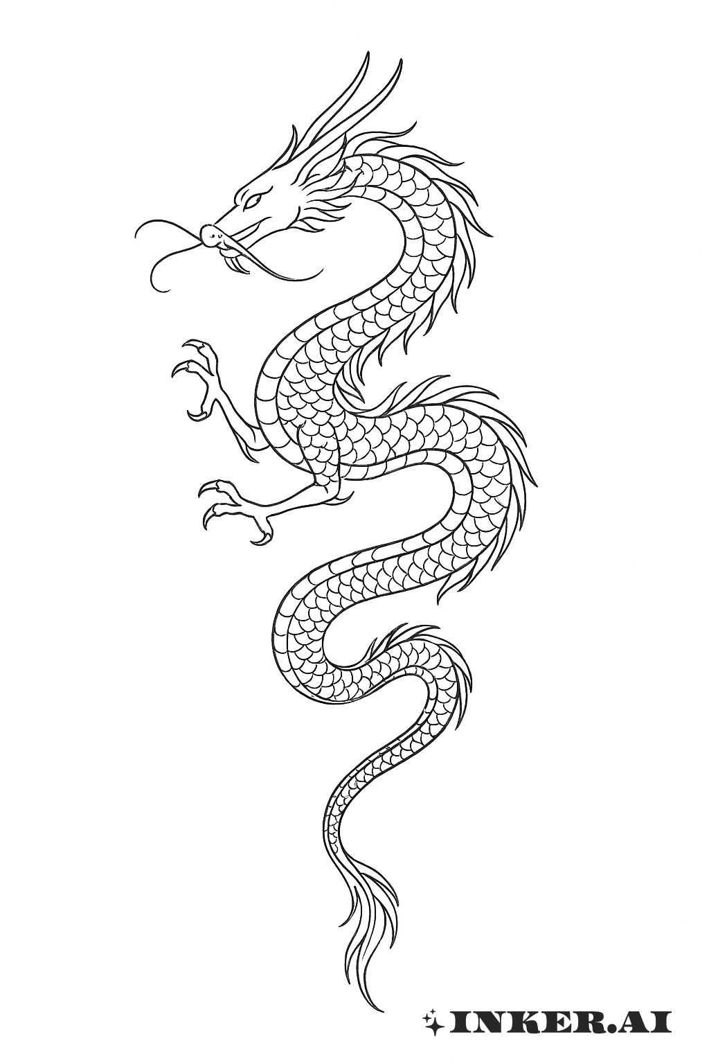 Hình dáng Rồng Trung Quốc Đường Thẳng Đơn