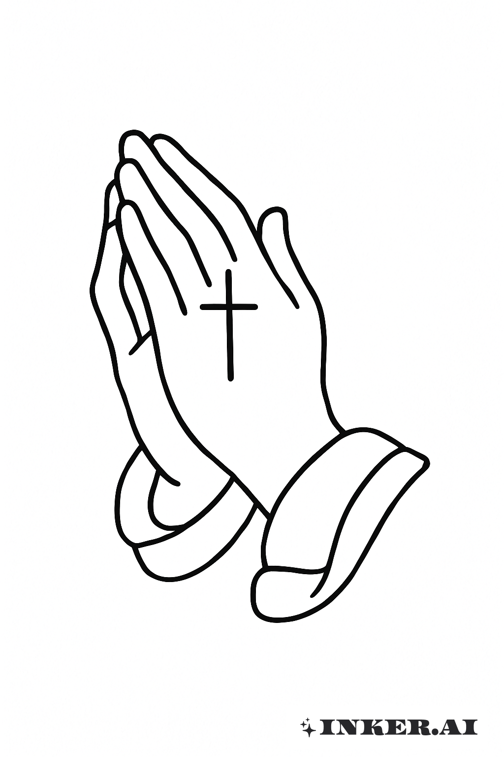Simple Praying Hands with a Cross