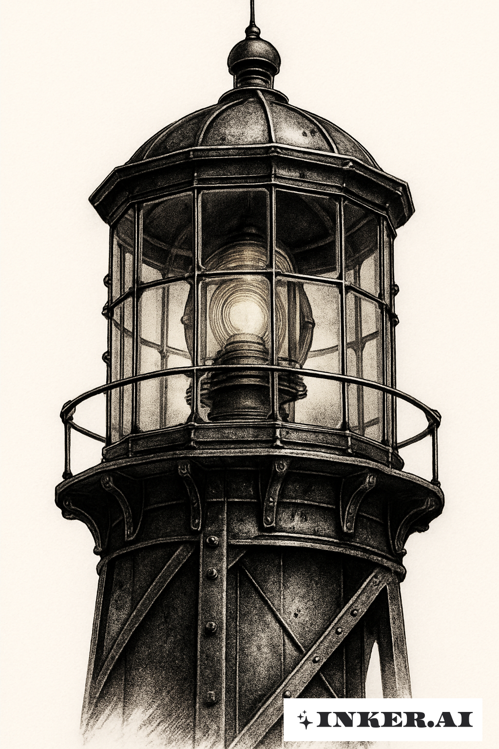 Plan détaillé de la chambre de lanterne du phare