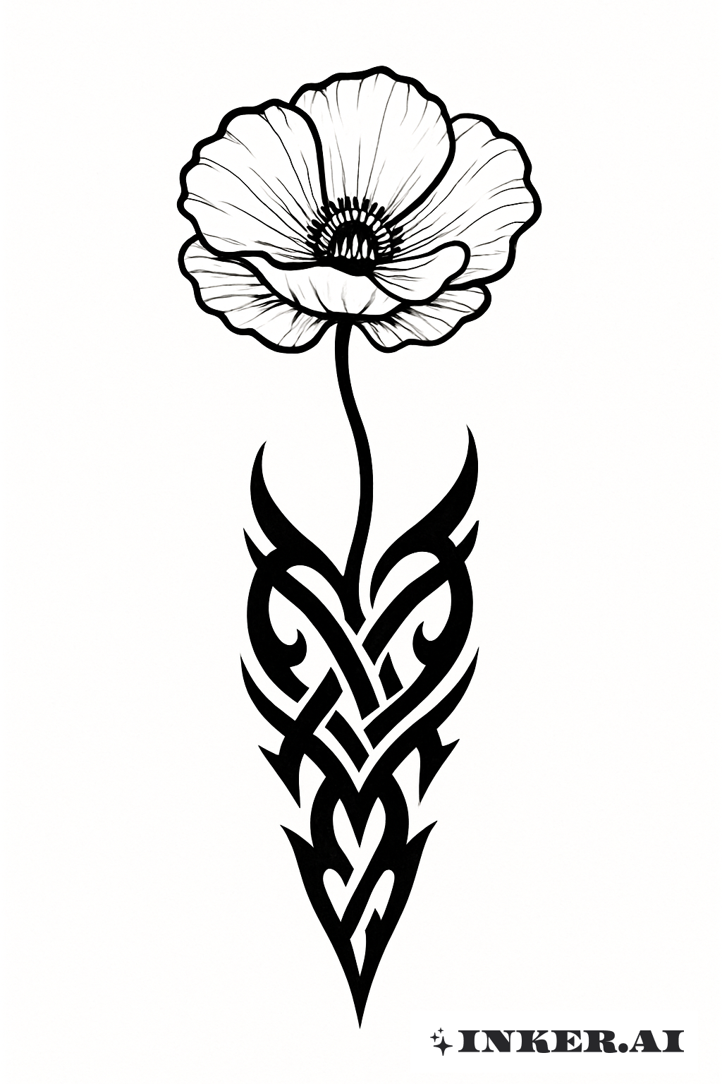 Mohn mit einem gemusterten, tribale Stamm