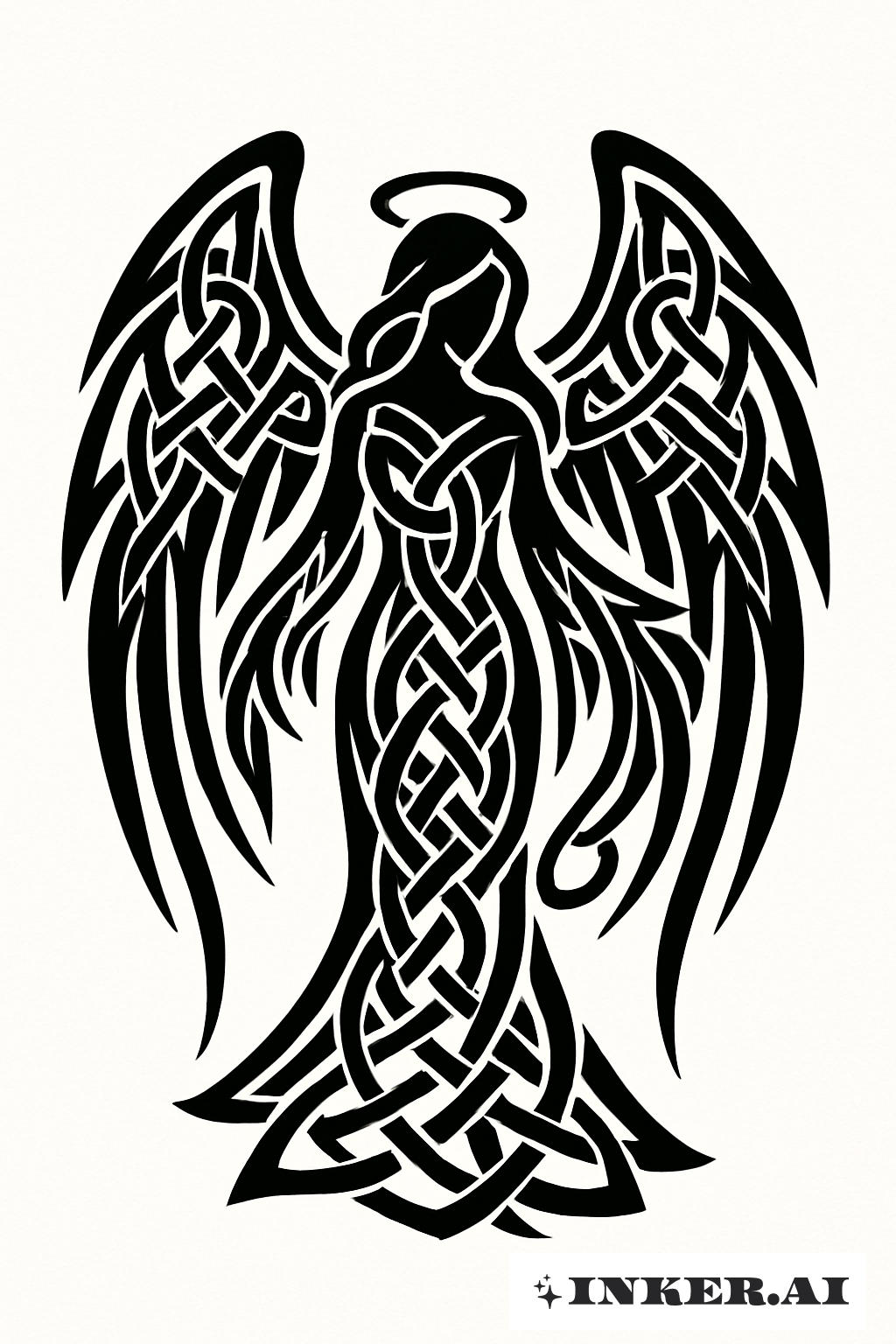 Guardian Angel Silhouette in Celtic Knots