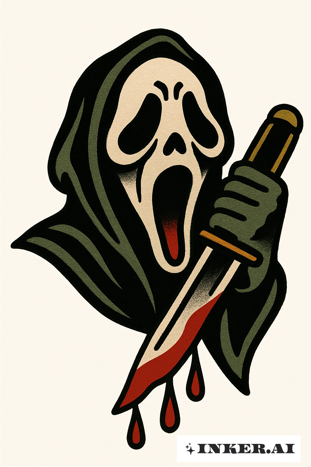 Screaming Ghost Face With A Bloody Knife