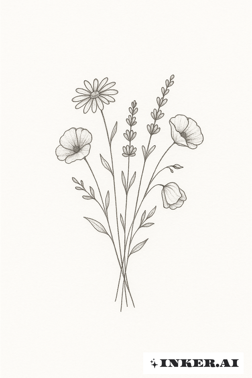 Bouquet Delicado de Flores Silvestres Estilo Stick and Poke