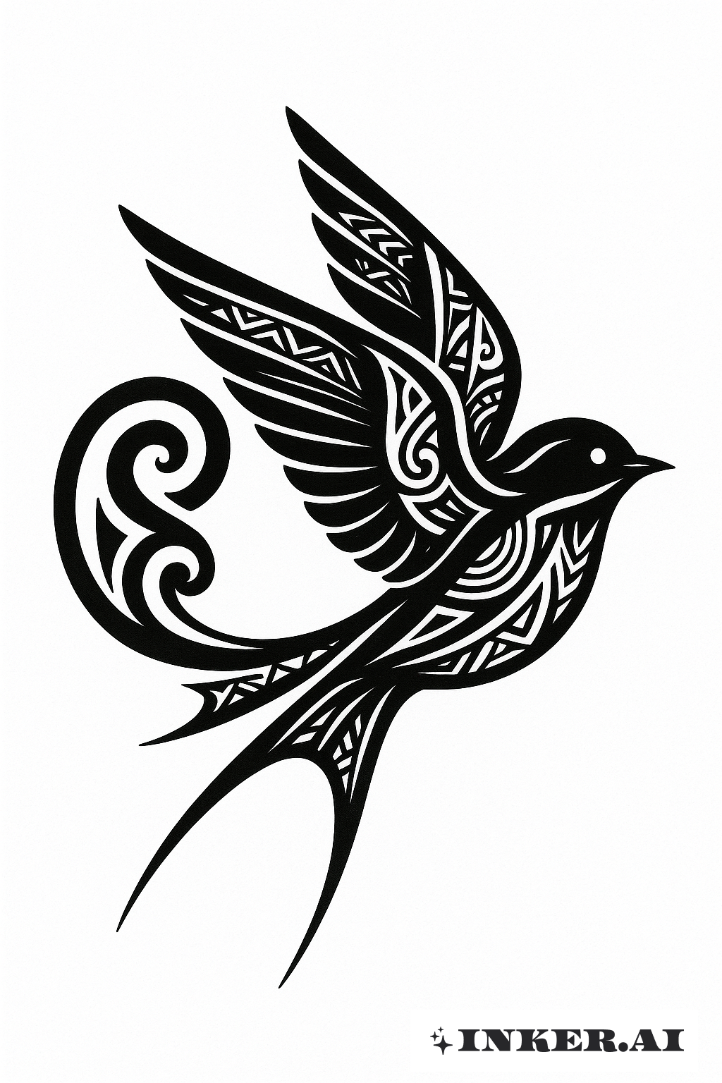 Koru-Schwalben-Design inspiriert von Maori