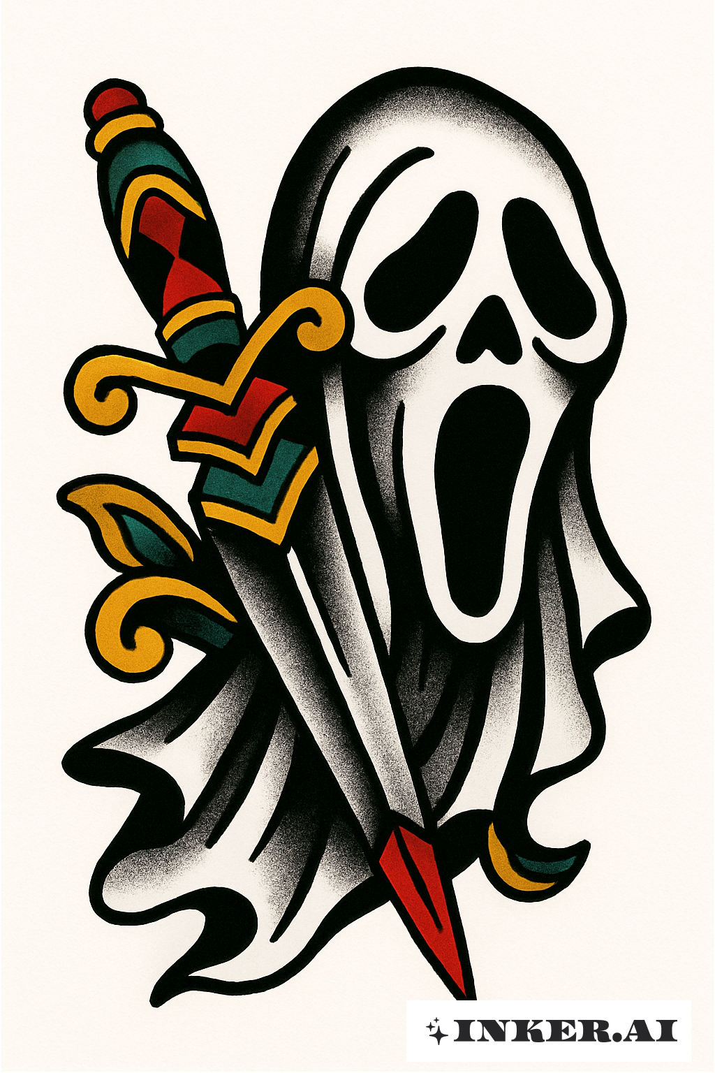 Old School Ghost Face And Dagger