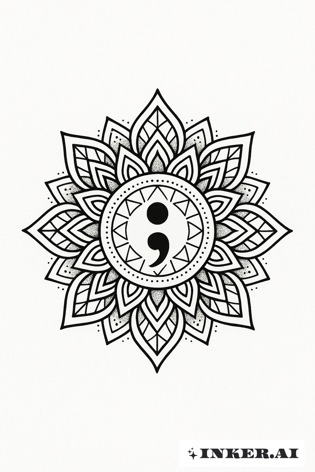 Centre du Mandala Point-virgule