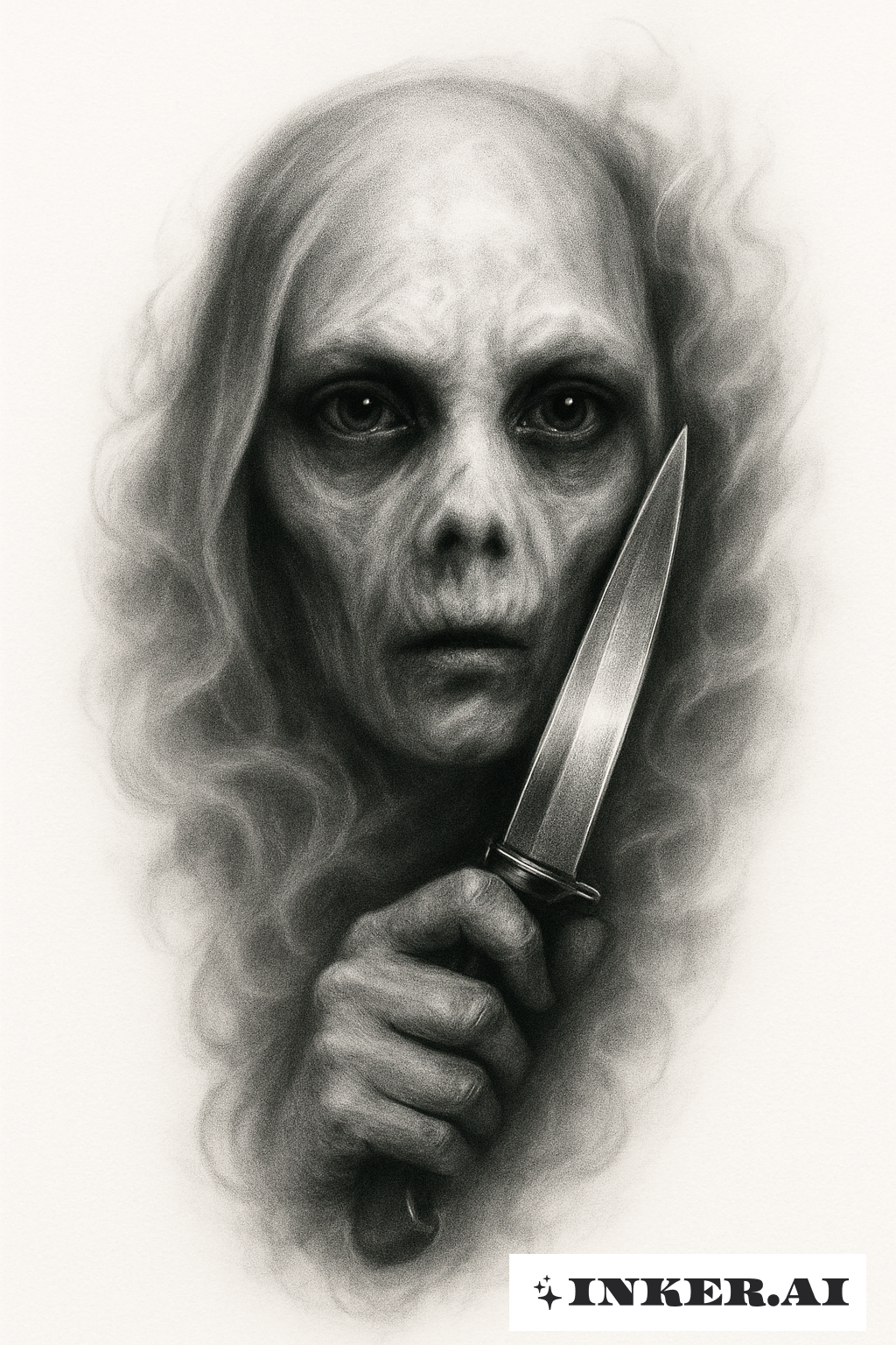 A Photorealistic Ghost Face With A Knife