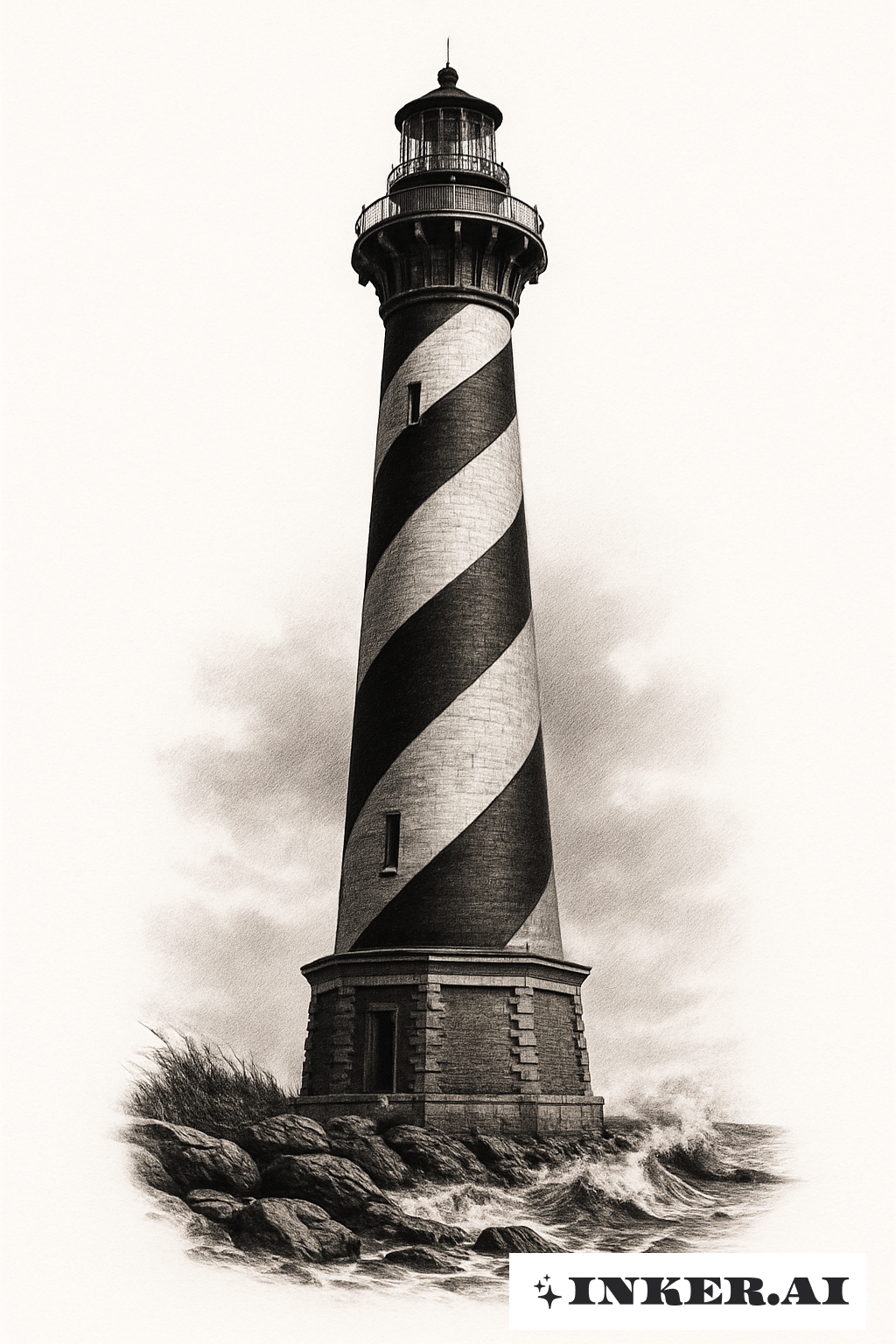 Phare de Cape Hatteras en Noir et Gris