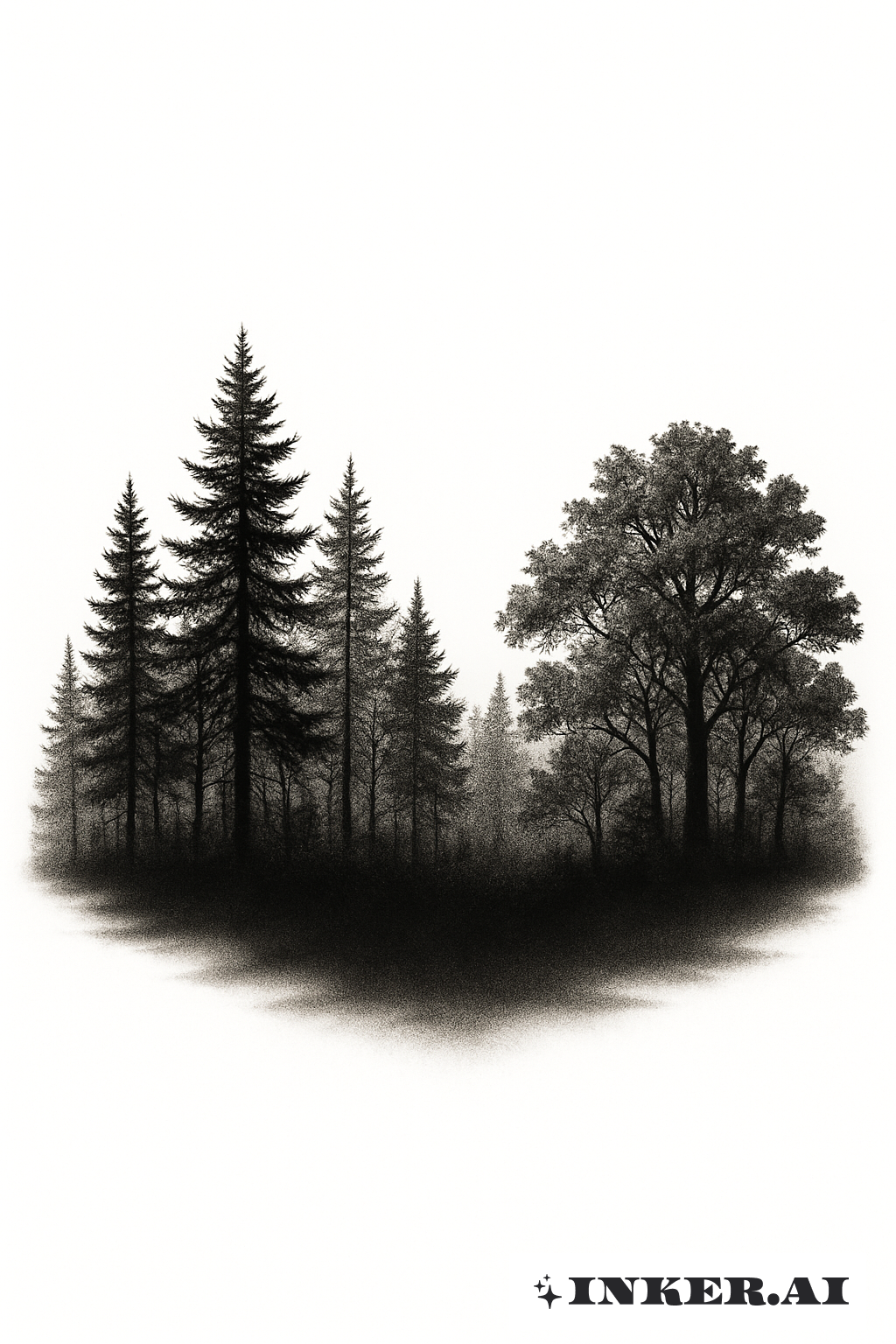 숲의 실루엣 블랙아웃 호라이즌