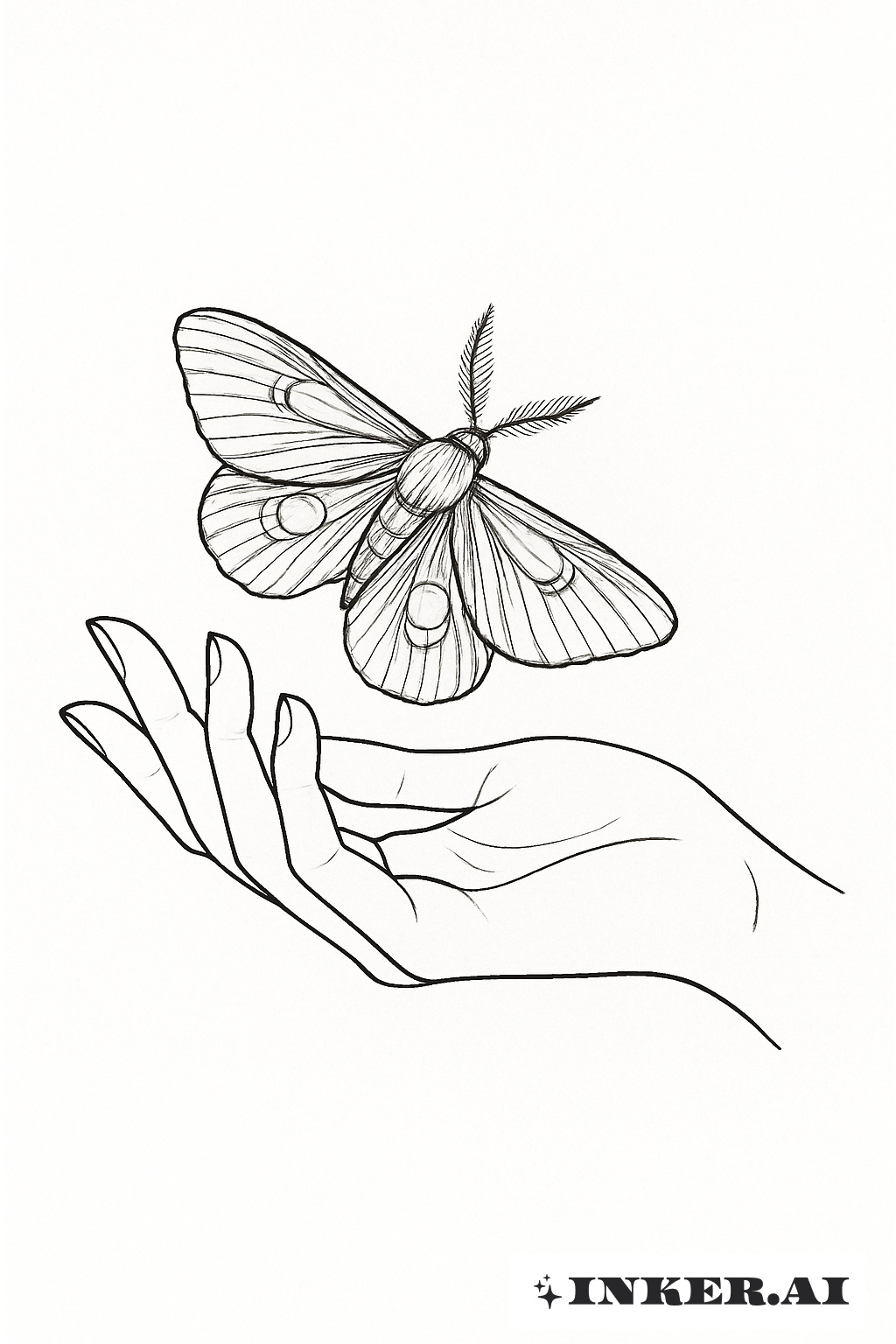 Zarte Motte auf einer Hand ruhend