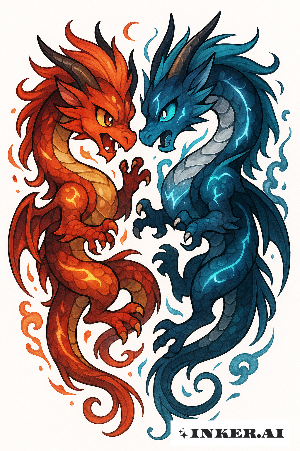 Dueling Dragons Of The Twin Flame